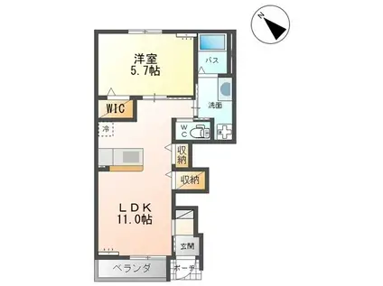 閑静住環境の物件(1LDK/1階)の間取り写真