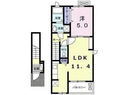 AQUA MARINE(1LDK/2階)の間取り写真