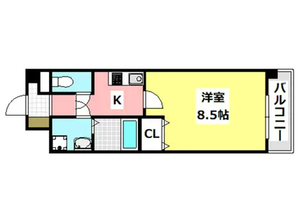 カサルテ吹田青葉丘(1K/2階)の間取り写真