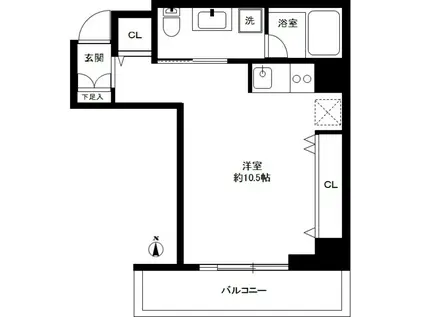 広尾ウエスト(ワンルーム/2階)の間取り写真