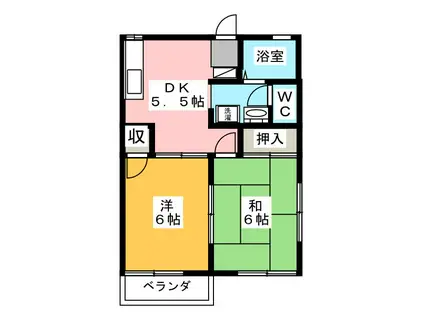 メゾンフレグランス(2DK/1階)の間取り写真