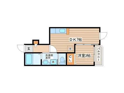 フローラルコートB棟(1DK/1階)の間取り写真