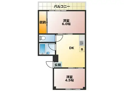 大商第1マンション(2DK/3階)の間取り写真