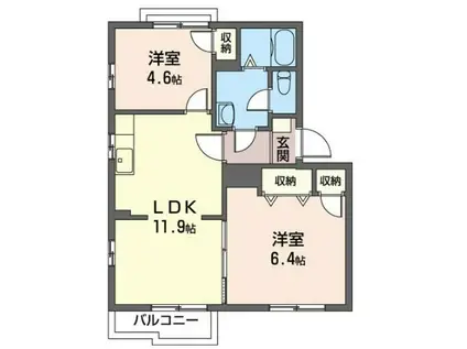 グリーンハイツ蔵波A(2LDK/1階)の間取り写真