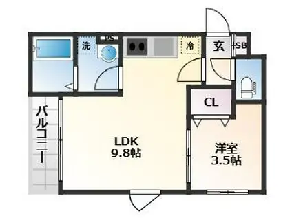 ソルフォート(1LDK/2階)の間取り写真
