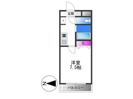 カデンツァ(1K/6階)の間取り写真