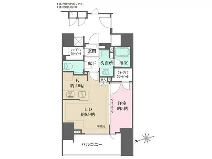 ザ・パークハウス品川荏原中延(1LDK/8階)の間取り写真