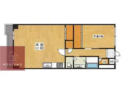 千里ハイツ(1LDK/6階)の間取り写真