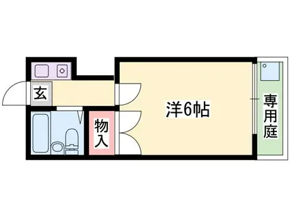 ヴァンヴェール宮西(ワンルーム/1階)の間取り写真