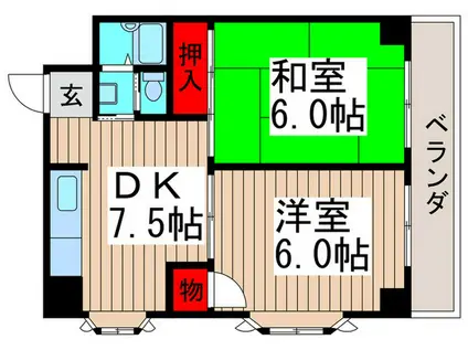 ベルハイツ(2DK/2階)の間取り写真