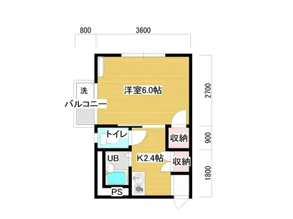 ハイム華ペット(1K/2階)の間取り写真
