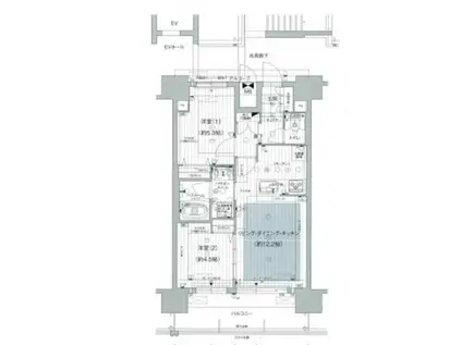 プレサンスジェネ栄(2LDK/14階)の間取り写真