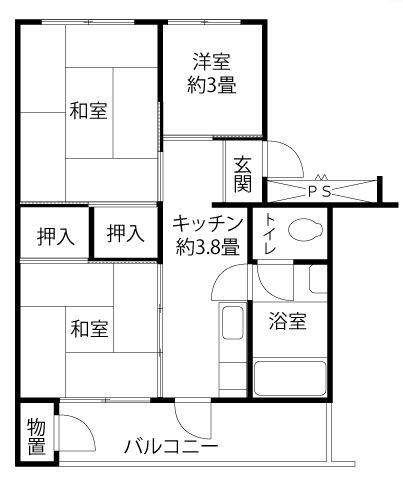 清瀬台田(3K/5階)の間取り写真