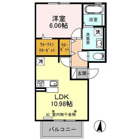 コスモスA(1LDK/3階)の間取り写真