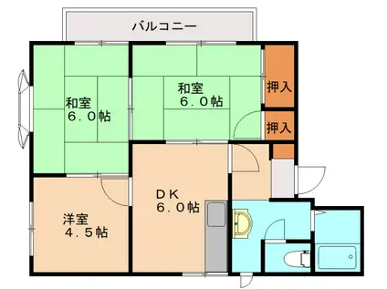 ソレム横浜 B棟(3DK/2階)の間取り写真