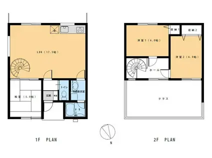 ファミール中須D(3LDK/1階)の間取り写真