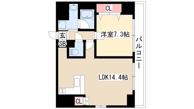 BSレジデンス栄(1K/6階)の間取り写真