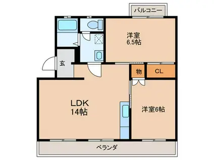 梅町ビル(3DK/2階)の間取り写真