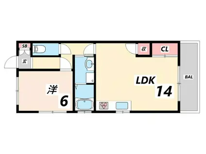 メゾン前田(1LDK/4階)の間取り写真