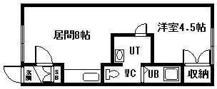 クレセントヒルズ(1DK/2階)の間取り写真