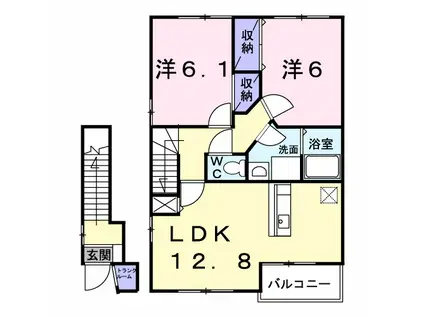 しなの鉄道 大屋駅 徒歩10分 2階建 築21年(2LDK/2階)の間取り写真