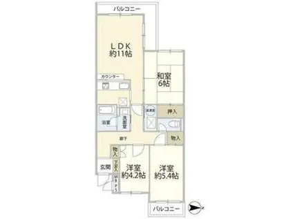 モンシャトー宮前平(3LDK/2階)の間取り写真