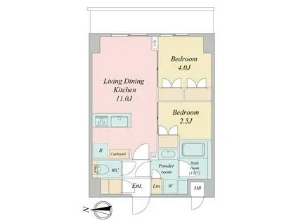 LIME RESIDENCE KAWAGUCHI イースト(2LDK/5階)の間取り写真