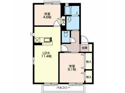 若葉小路5(2LDK/2階)の間取り写真
