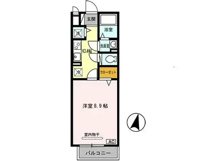 モナリエ青谷(1K/2階)の間取り写真