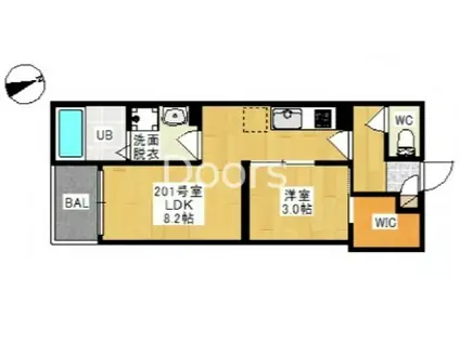 REGALEST 奥田本町II(1LDK/2階)の間取り写真