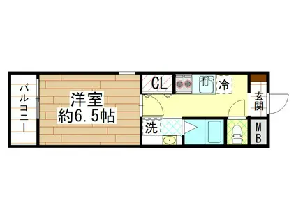 ノブレス小若江(1K/3階)の間取り写真