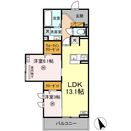 DS LIEN  F(2LDK/2階)の間取り写真