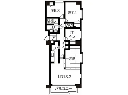 ファミール北12条(4LDK/10階)の間取り写真