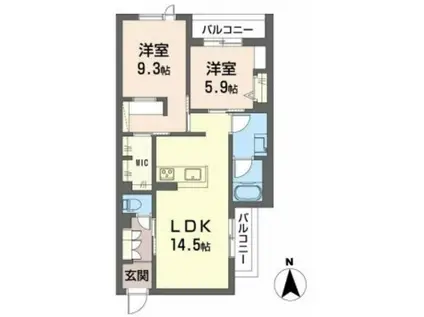 ノーブル ヨスミ(2LDK/2階)の間取り写真