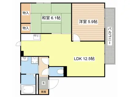 ライラック琴B棟(2LDK/2階)の間取り写真