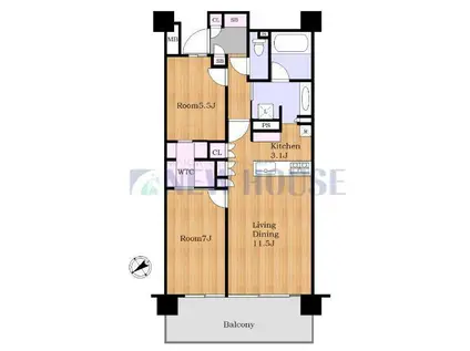 パークコート神楽坂レゼリア(2LDK/4階)の間取り写真