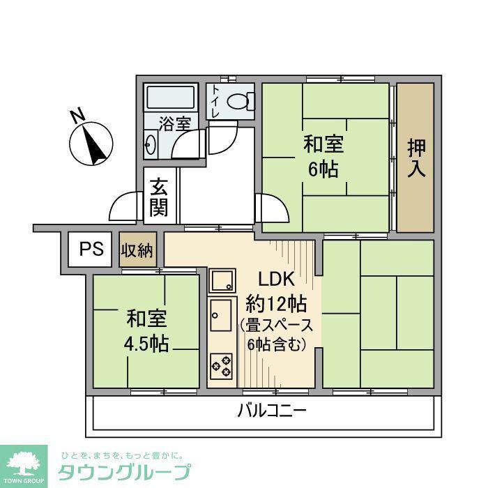 有馬南1号棟(2LDK/3階)の間取り写真