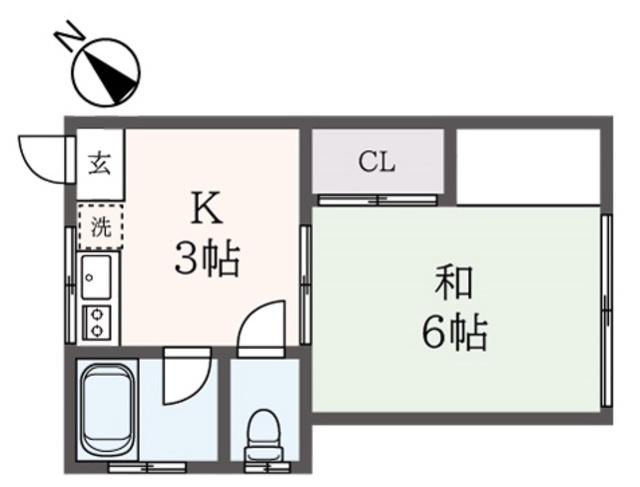 原田荘(1K/1階)の間取り写真