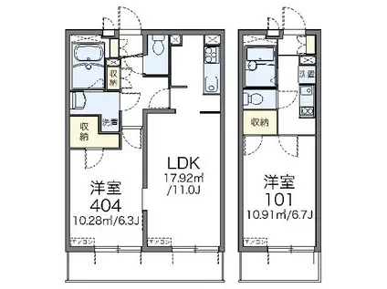 レオパレスベルファム(1K/3階)の間取り写真