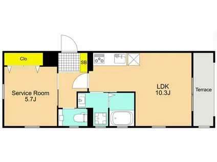 CREST COURT(1LDK/1階)の間取り写真