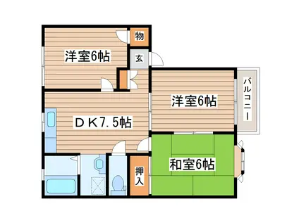 ペアフィールドタウンE(3DK/2階)の間取り写真