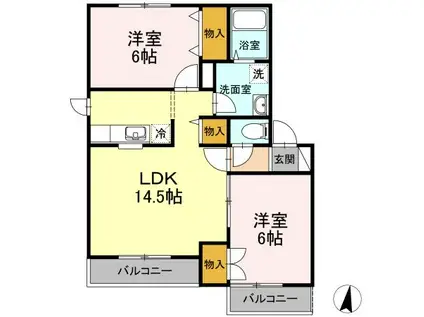 ハイセレールビュー(2LDK/2階)の間取り写真