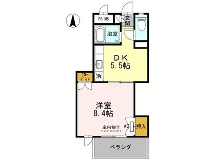 みよしのハイツ(1DK/3階)の間取り写真