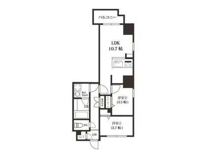 MODERN PALAZZO博多BAY(2LDK/10階)の間取り写真