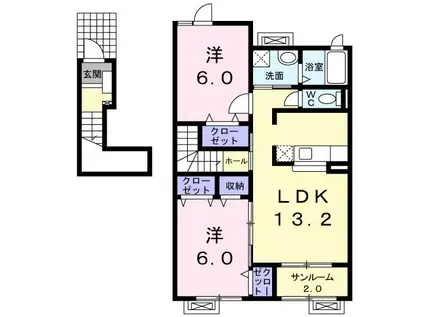 FOUR SEASONS B(2LDK/2階)の間取り写真