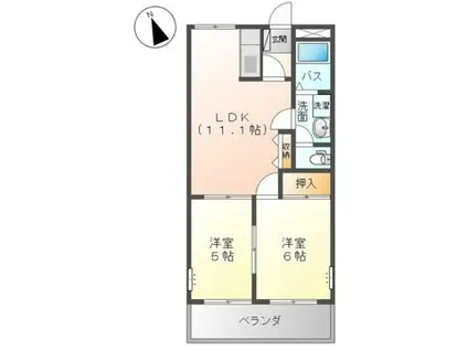 マーキュリー II(2LDK/2階)の間取り写真