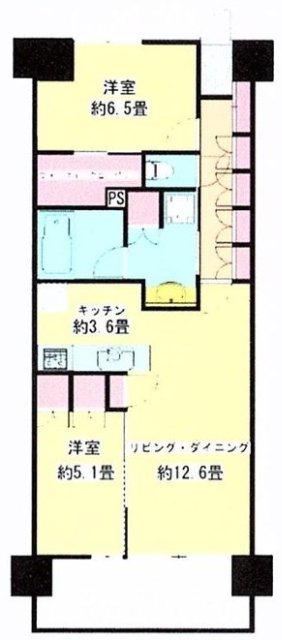 ローレルコート姫路大手前通(2LDK/15階)の間取り写真