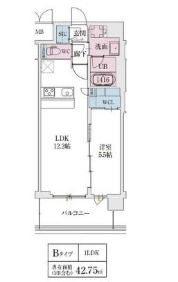スプランディッド天王寺サウス(1LDK/2階)の間取り写真