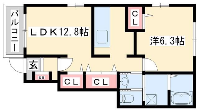 パストラルII(1LDK/1階)の間取り写真