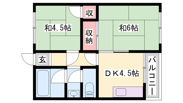 寿ハイツ(2DK/1階)の間取り写真